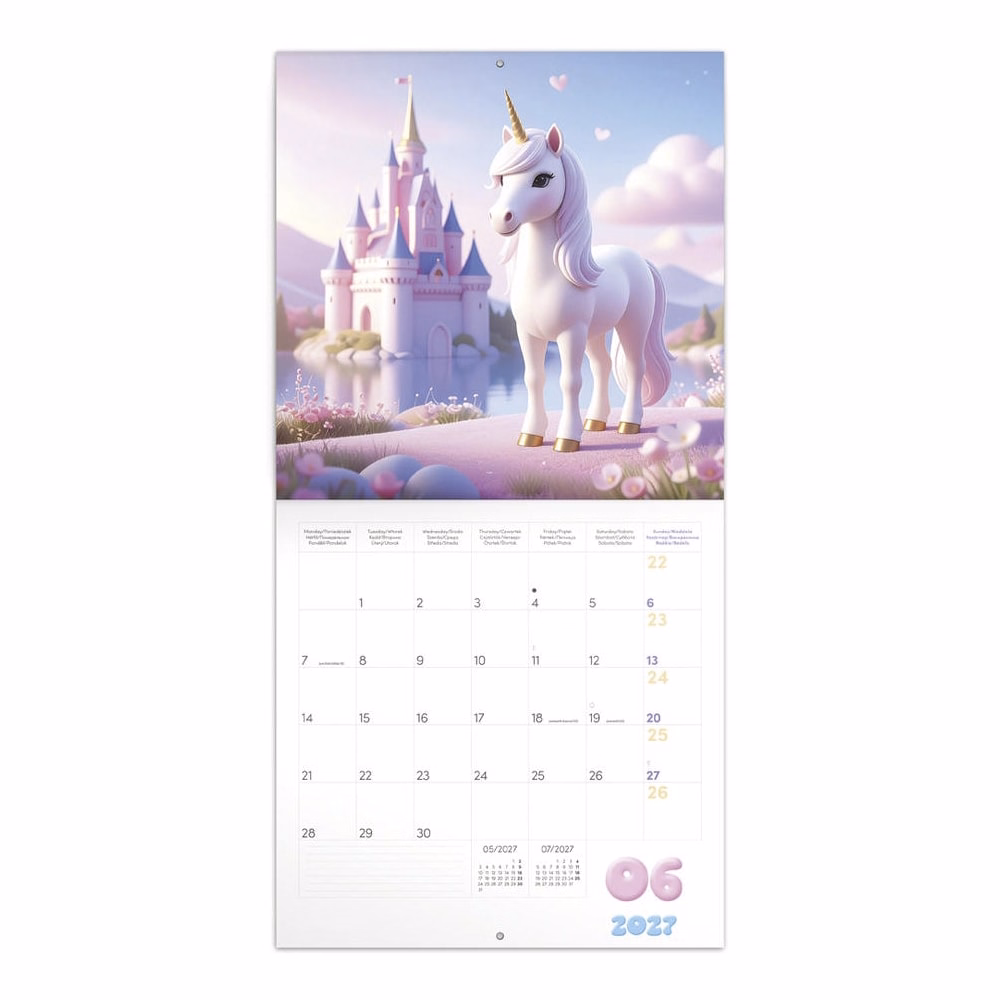 Lemeznaptár REALSYSTEM 300x300mm Happy Unicorns 2027