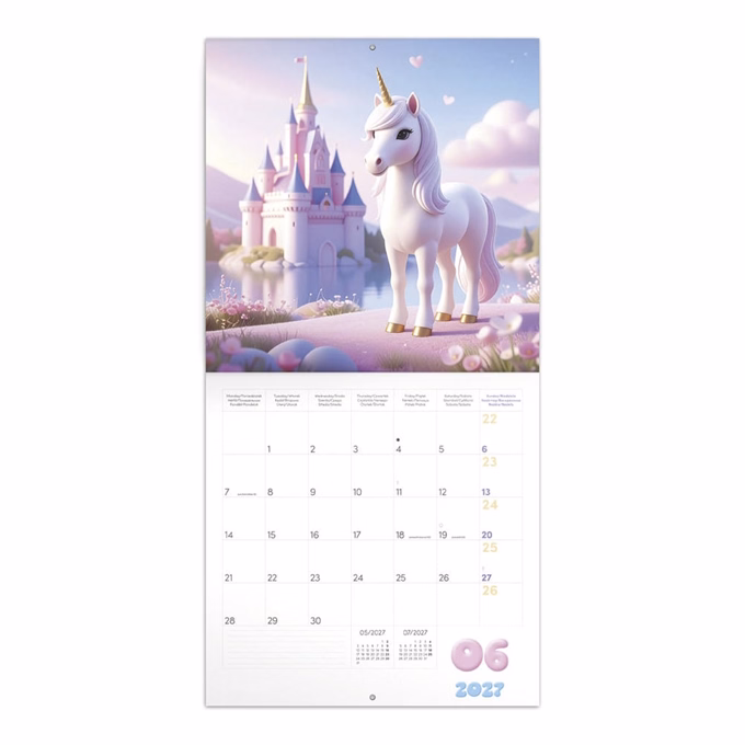 Lemeznaptár REALSYSTEM 300x300mm Happy Unicorns 2027