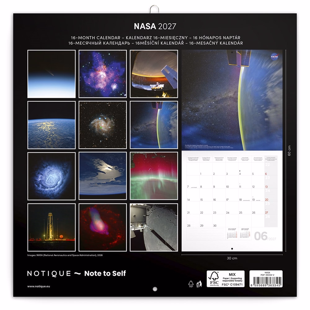 Lemeznaptár REALSYSTEM 300x300mm NASA 2027