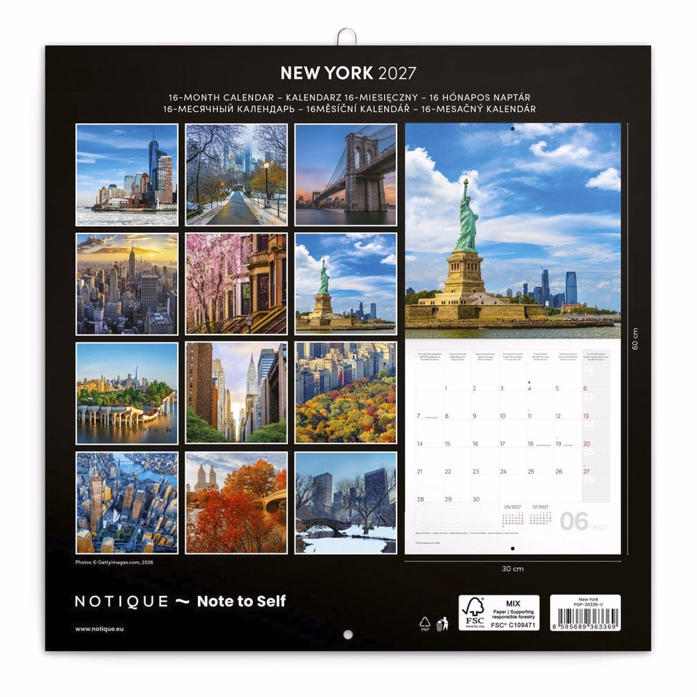 Lemeznaptár REALSYSTEM 300x300mm New York 2027