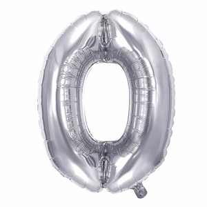 Lufi JUNIOR szülinapos 0-s szám 100 cm ezüst