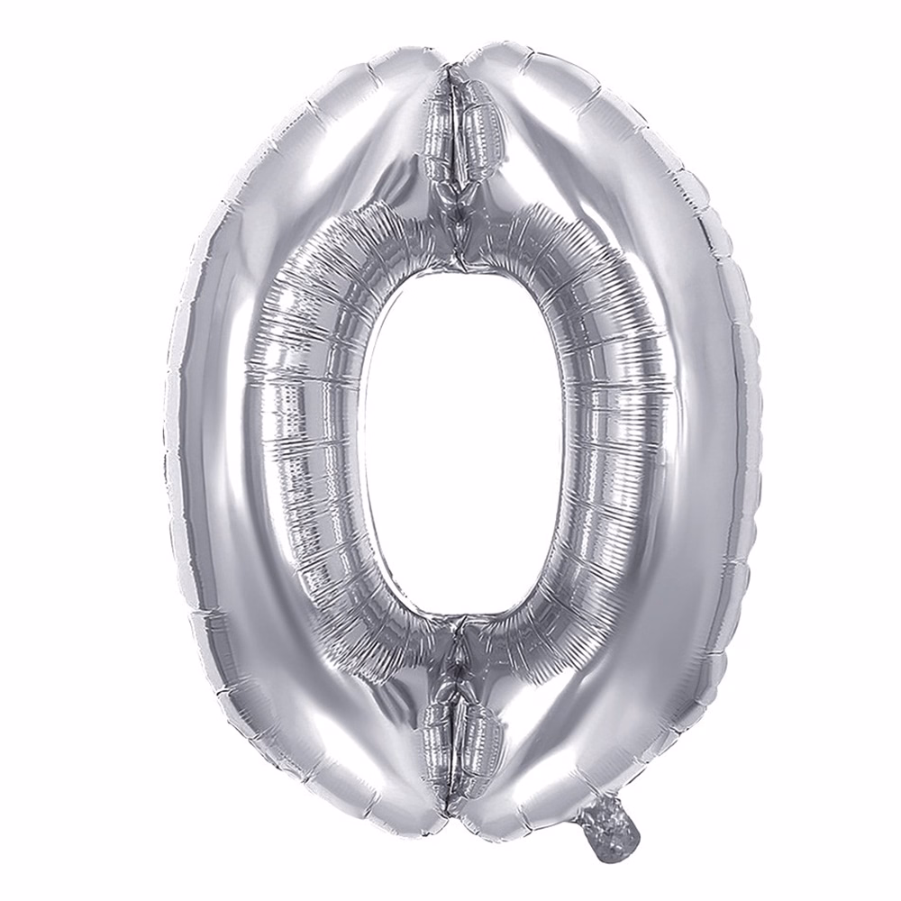 Lufi JUNIOR szülinapos 0-s szám 100 cm ezüst