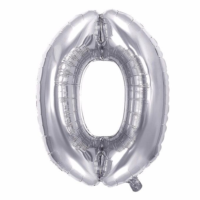 Lufi JUNIOR szülinapos 0-s szám 100 cm ezüst