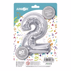 Lufi JUNIOR szülinapos 2-es szám 100 cm ezüst