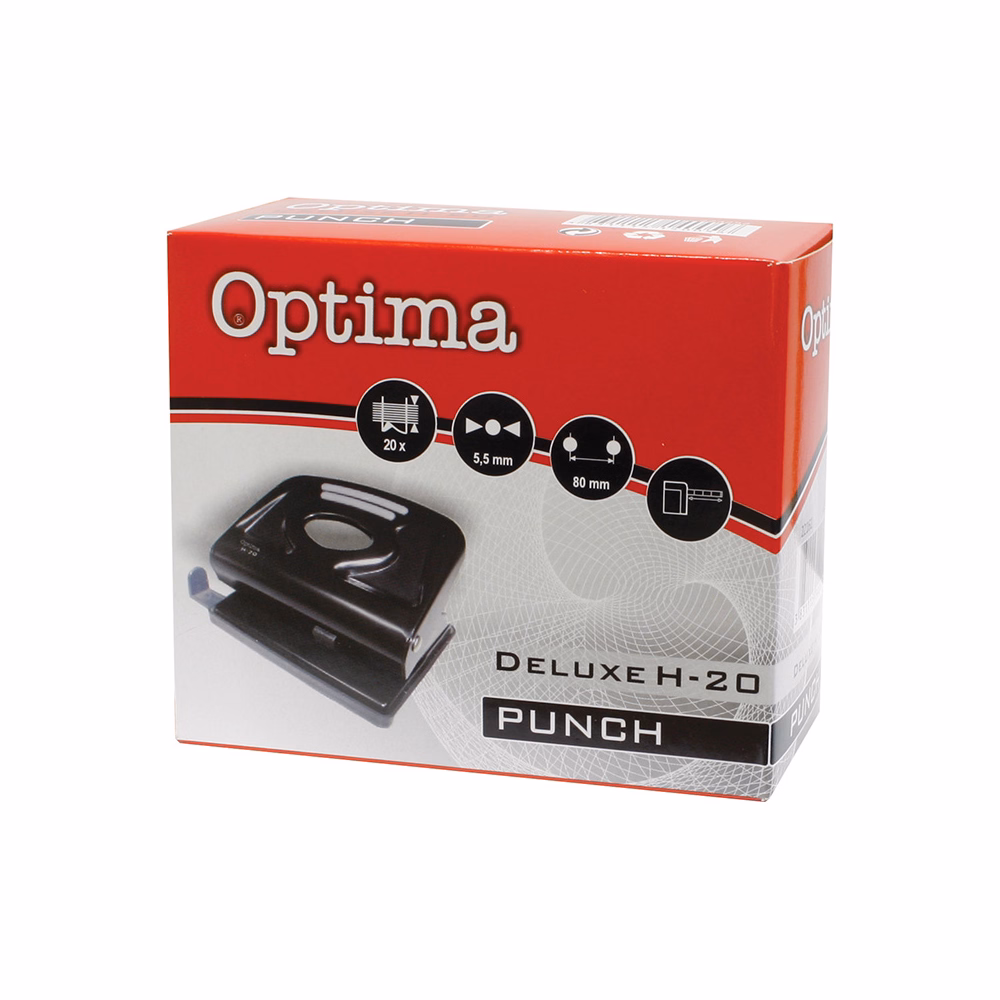 Lyukasztó OPTIMA H-30 2 lyukú fém 30 lap fekete Lyukasztó OPTIMA H-30 2 lyukú fém 30 lap fekete