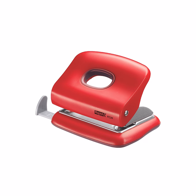 Lyukasztó RAPID FC20 2 lyukú fém 20 lap piros Lyukasztó RAPID FC20 2 lyukú fém 20 lap piros