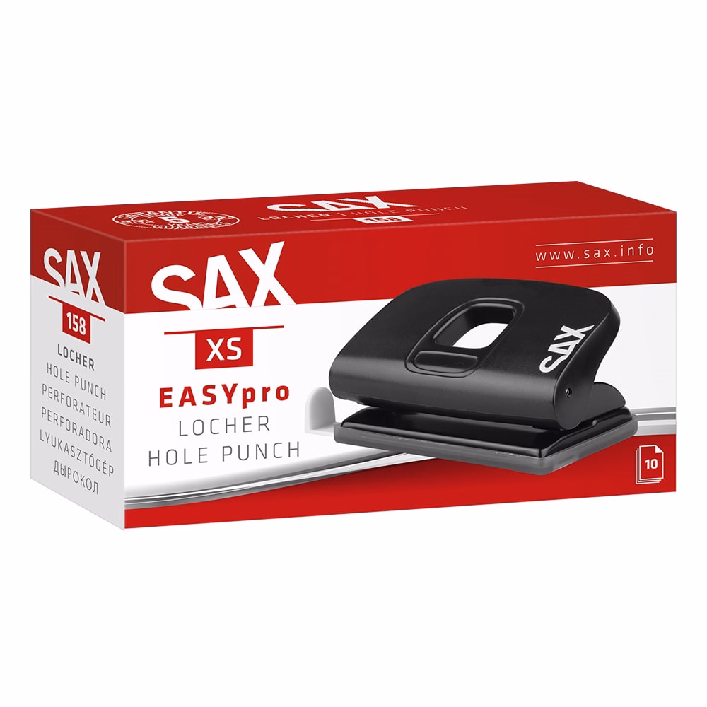 Lyukasztó SAX 158 XS Easypro 2 lyukú 10 lap fekete