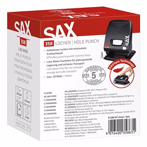 Lyukasztó SAX 358 M Easypro 2 lyukú 30 lap fekete