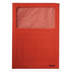 Mappa LEITZ A/4 karton ablakos piros