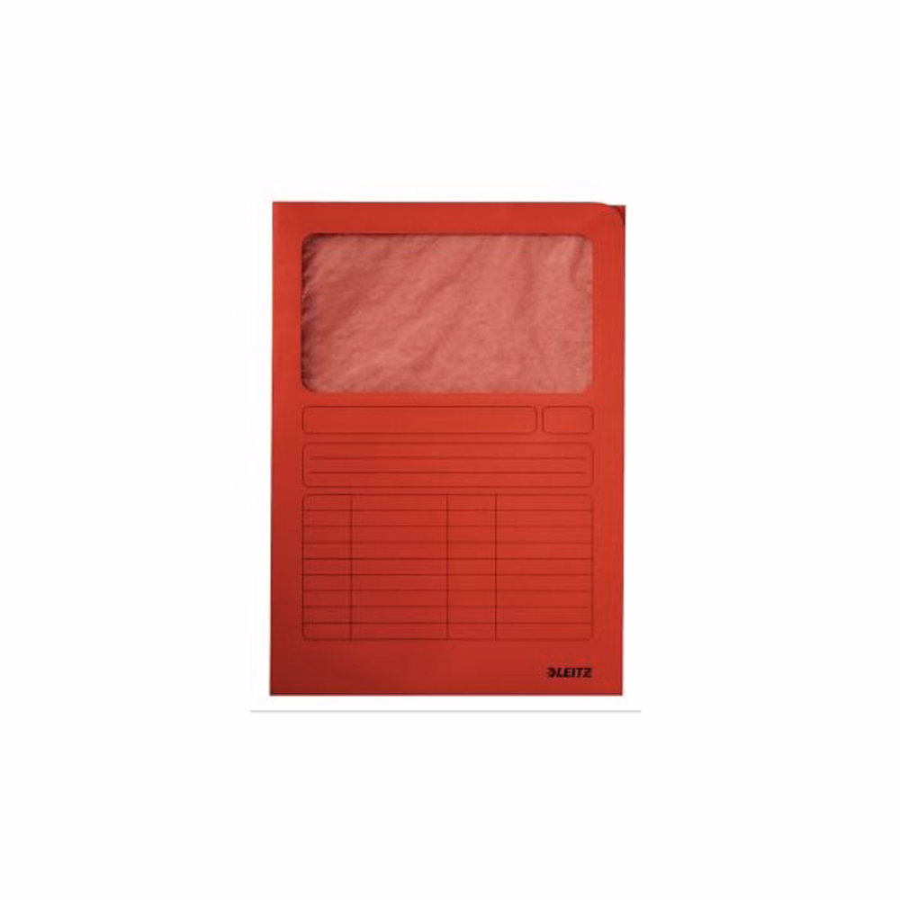 Mappa LEITZ A/4 karton ablakos piros