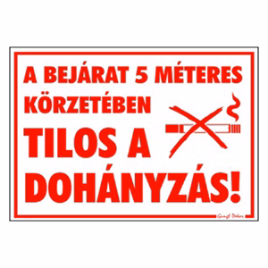Matrica A bejárat 5m-es körzetében tilos a dohányzás! piros "C"