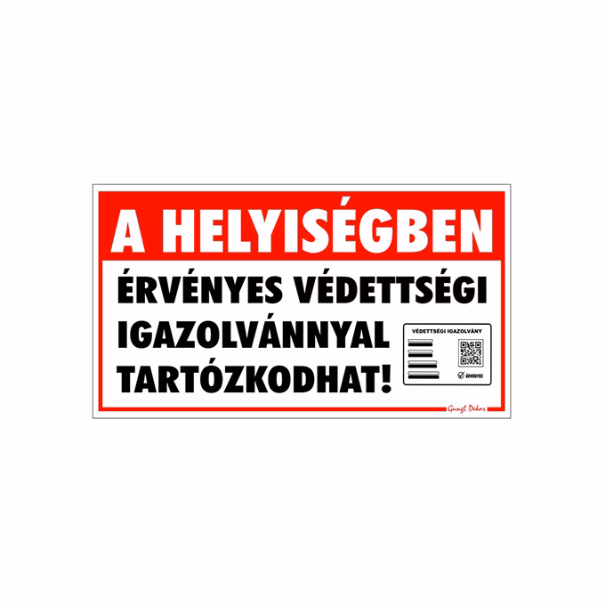 Matrica A helyiségben érvényes védettségi igazolvánnyal tartózkodhat "C"