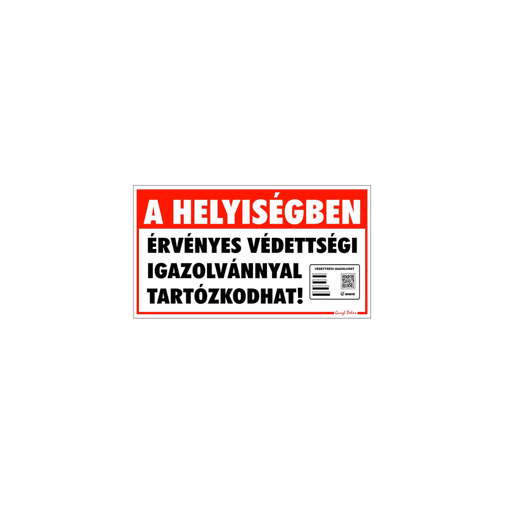 Matrica A helyiségben érvényes védettségi igazolvánnyal tartózkodhat "C"