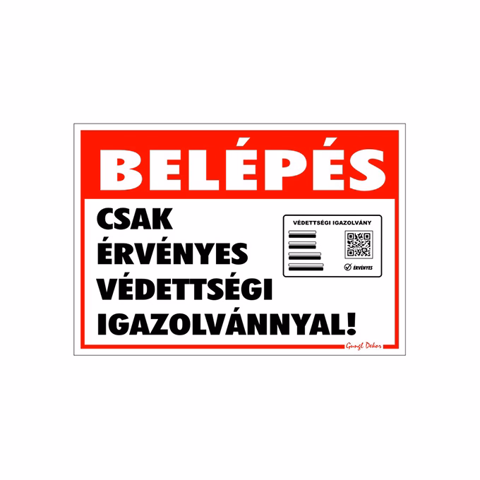 Matrica Belépés érvényes védettségi igazolvánnyal 11,5x16,5 cm "K"