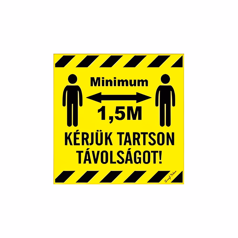 Matrica Kérjük tartson minimum 1,5 m távolságot sárga 10x10 cm "B"