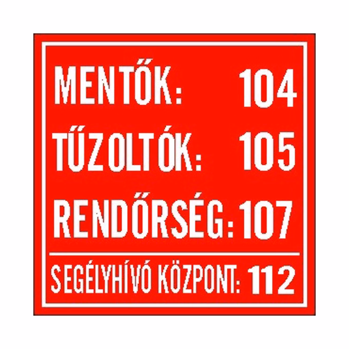 Matrica Mentő tűzoltó hívószámok piros "B"