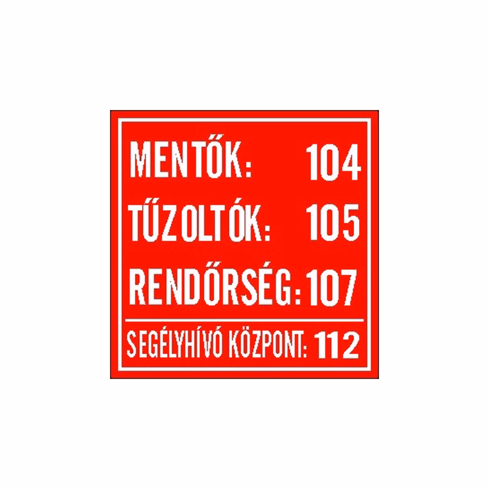 Matrica Mentő tűzoltó hívószámok piros "B"
