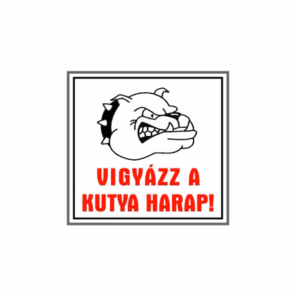 Matrica Vigyázz a kutya harap fehér "A"