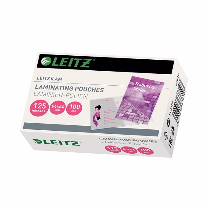 Meleglamináló fólia LEITZ ILam mini 125 mikronos 54x86 mm 100 darabos