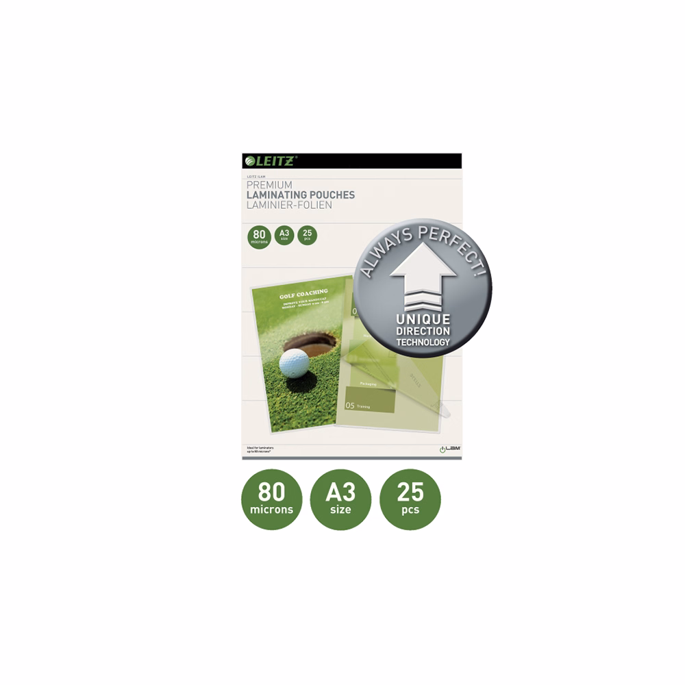 Meleglamináló fólia LEITZ standrard A/3 80 mikronos UDT technológiával 25 darabos