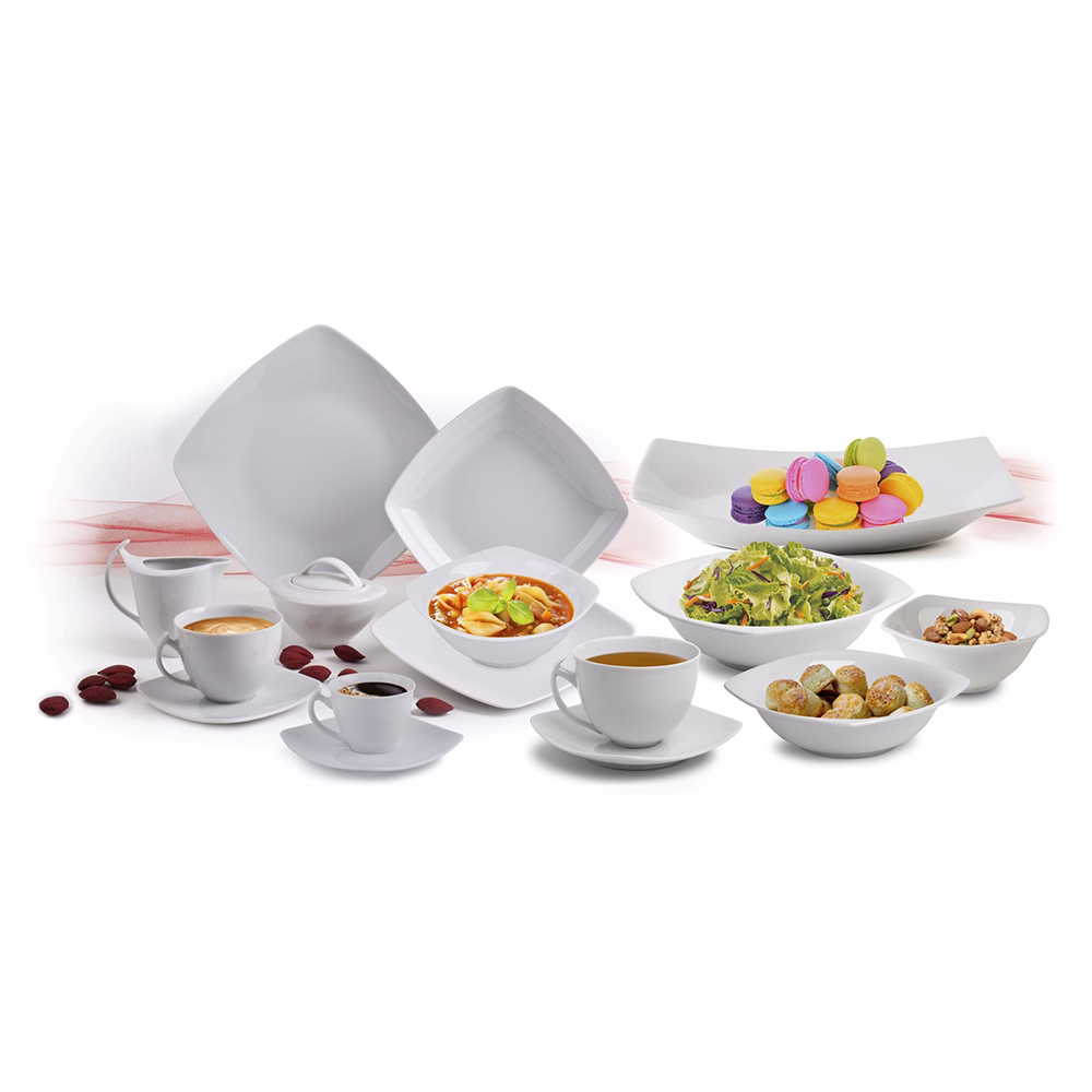 Mélytányér készlet ROTBERG Quadrate fehér 20 cm 6 darabos