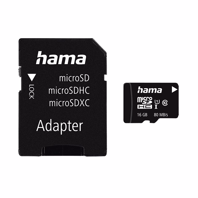 Memóriakártya HAMA microSDHC 16 GB + adapter