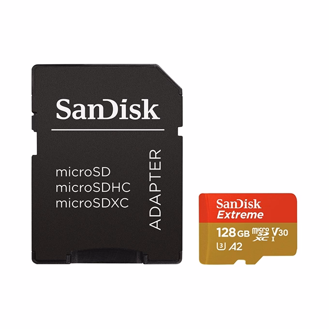 Memóriakártya SANDISK microSDXC Extreme U3 V30 128 GB  + adapter
