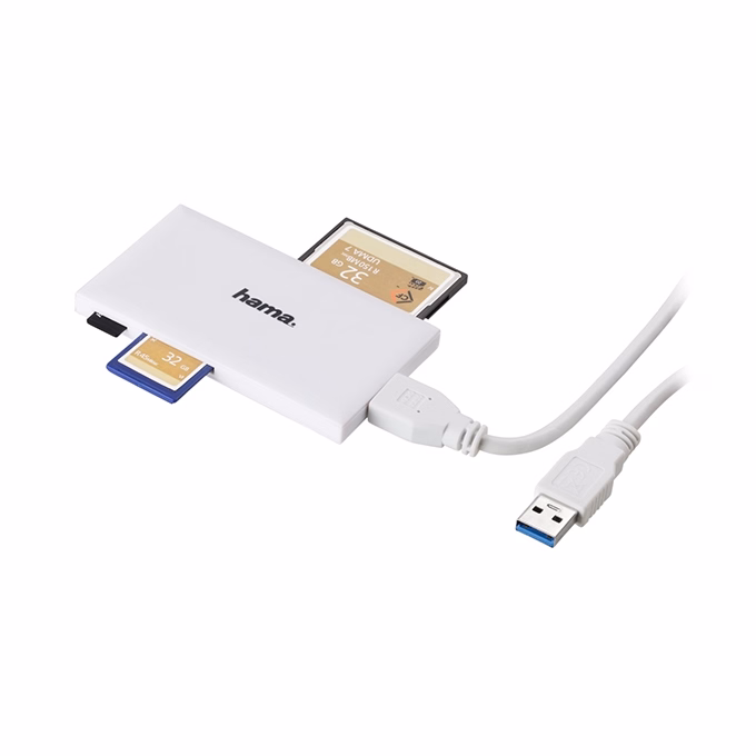 Memóriakártya olvasó HAMA Slim USB 3.0 fehér