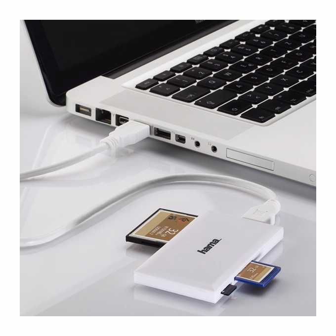 Memóriakártya olvasó HAMA Slim USB 3.0 fehér