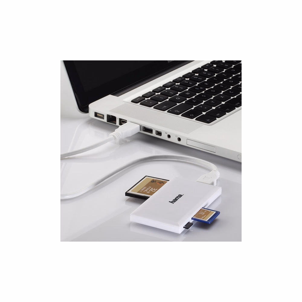 Memóriakártya olvasó HAMA Slim USB 3.0 fehér