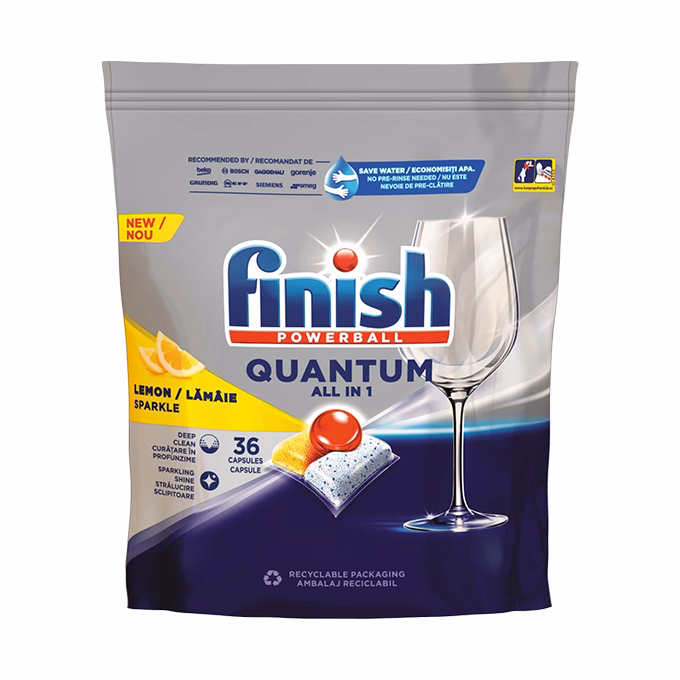 Mosogatógép tabletta FINISH Quantum Allin1 Lemon 36 darab/doboz