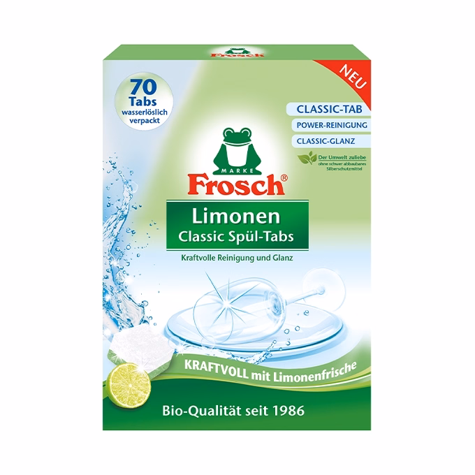 Mosogatógép tabletta FROSCH zöldcitrom-classic 70 darabos