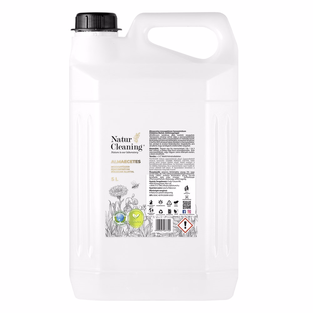 Mosogatószer NATURCLEANING pumpás koncentrátum almaecetes zöldalma illattal 5 liter