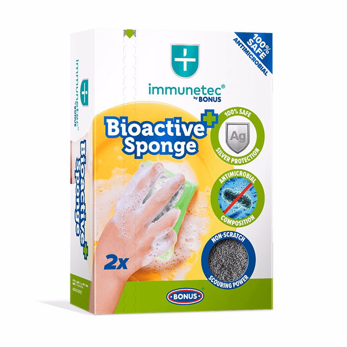 Mosogatószivacs BONUS Bioactive formázott 9,5x7,1x4,5cm 2 darabos