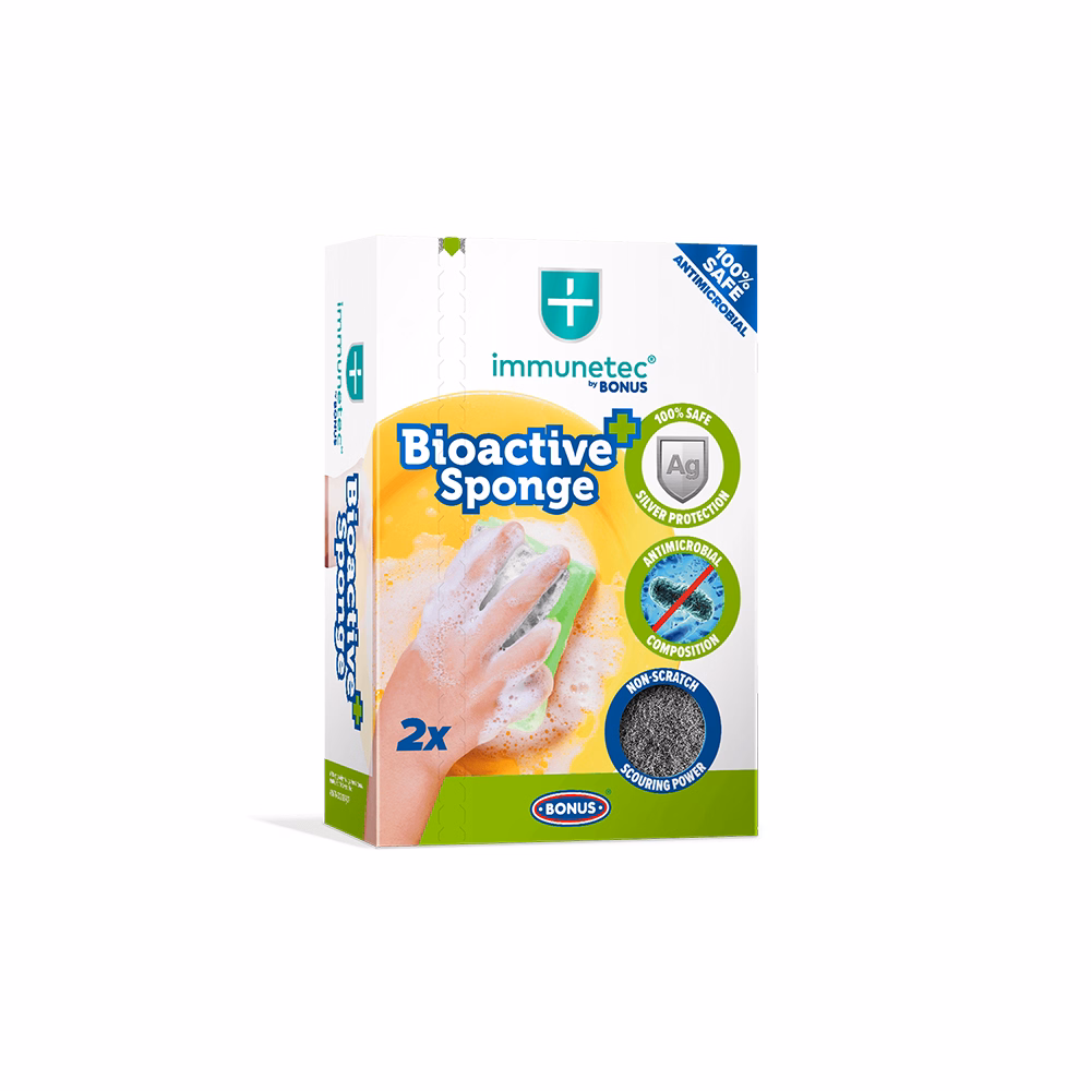 Mosogatószivacs BONUS Bioactive formázott 9,5x7,1x4,5cm 2 darabos