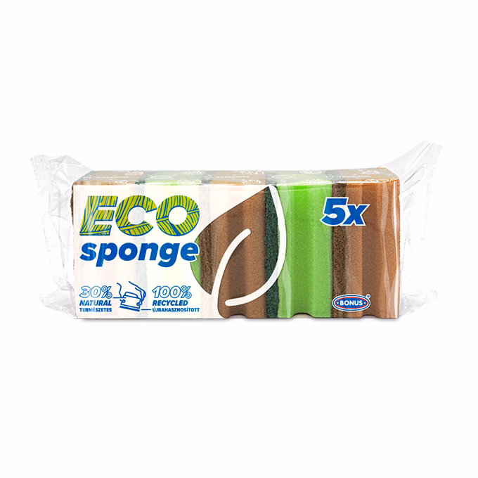 Mosogatószivacs BONUS Eco formázott 9,5x7,1x4,5cm 5 darabos