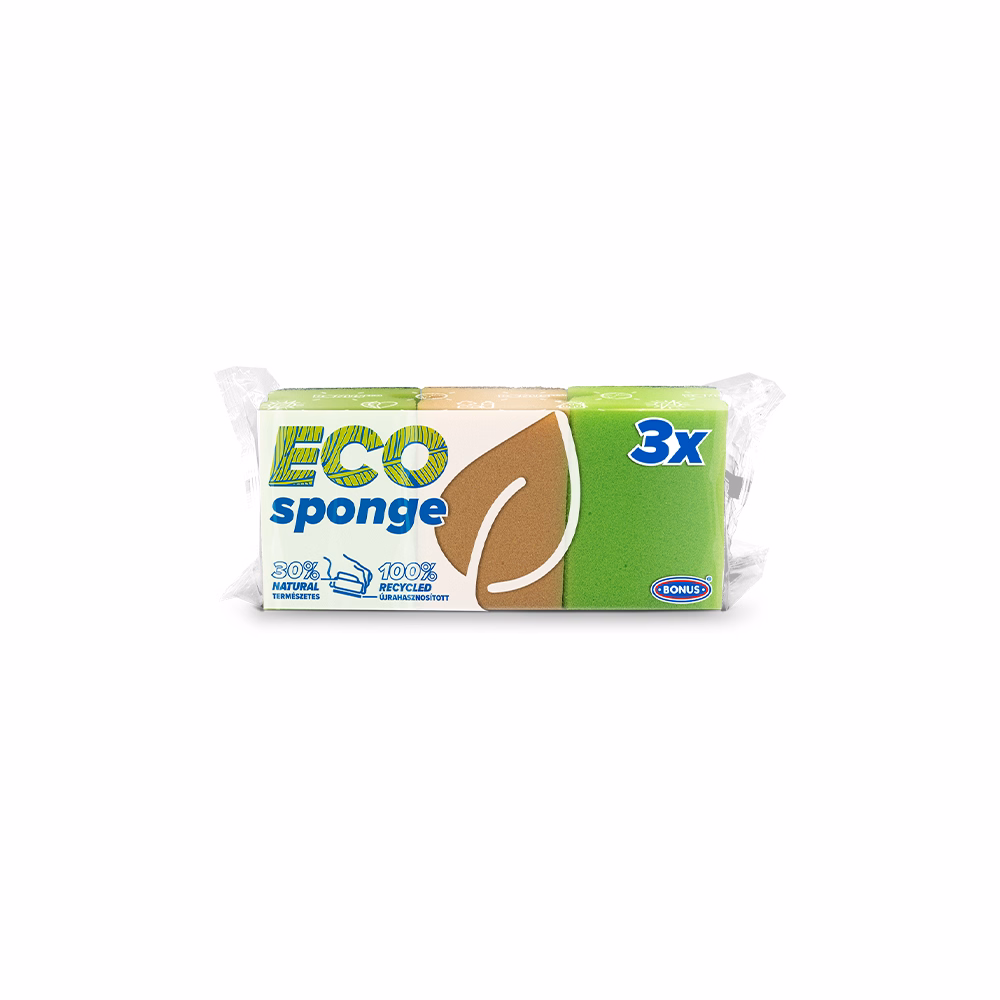 Mosogatószivacs BONUS formázott 9,5x7,1x4,5 cm 3 darabos