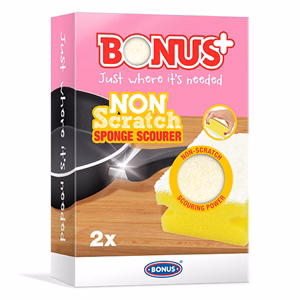 Mosogatószivacs BONUS karcmentes 7x9,5x4,5cm sárga-fehér 2 darabos