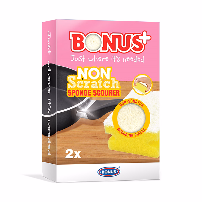 Mosogatószivacs BONUS karcmentes 7x9,5x4,5cm sárga-fehér 2 darabos