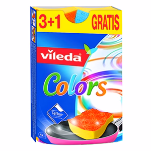 Mosogatószivacs VILEDA Pur Active színes 4 darabos