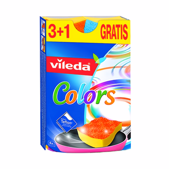 Mosogatószivacs VILEDA Pur Active színes 4 darabos