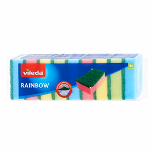 Mosogatószivacs VILEDA Rainbow színes 9 +1 darabos