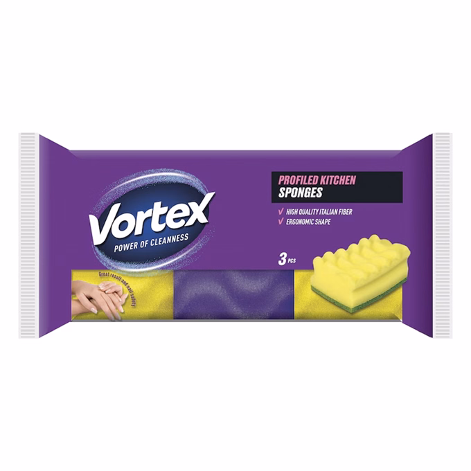Mosogatószivacs VORTEX formázott 3 darabos