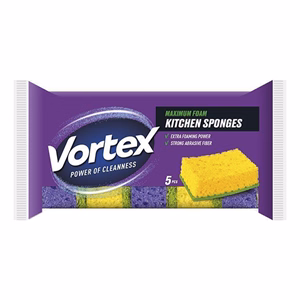 Mosogatószivacs VORTEX formázott nagy lyukas habszivacs 5 darabos