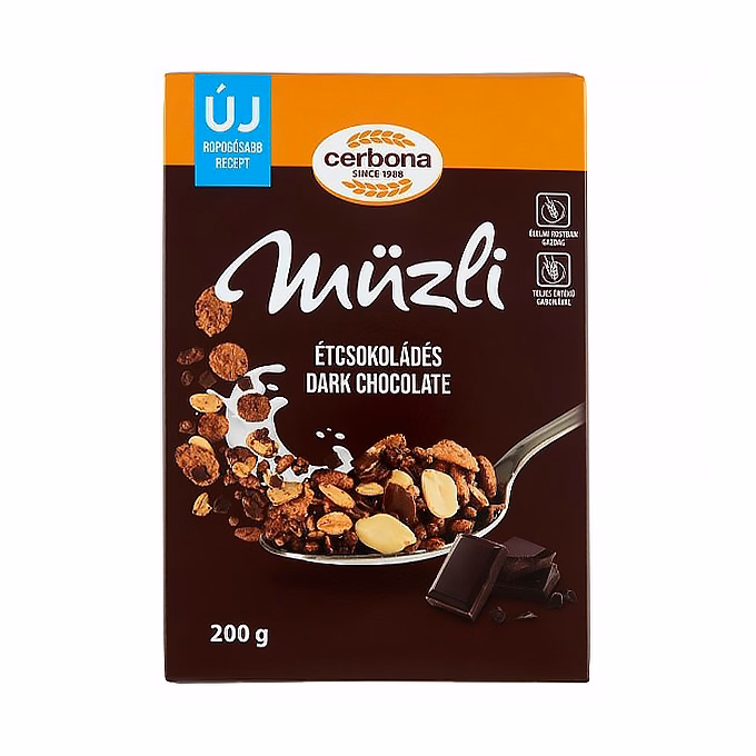Müzli CERBONA étcsokoládés dobozos 200 g
