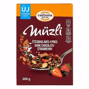 Müzli CERBONA étcsokoládés epres dobozos 200 g