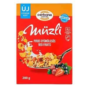 Müzli CERBONA piros gyümölcsös dobozos 200 g