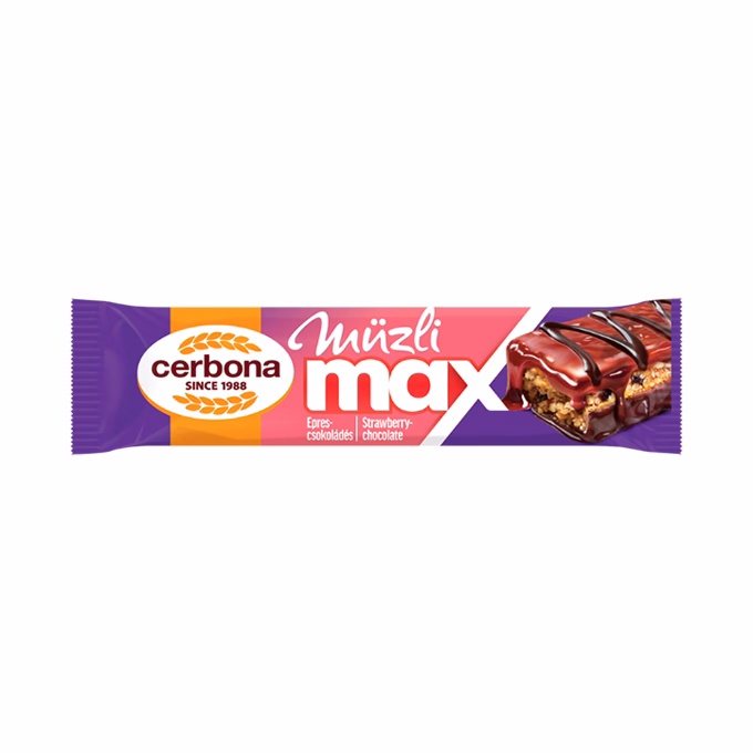 Müzliszelet CERBONA MAX epres-csokis 30 g