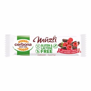Müzliszelet CERBONA étcsokoládés és málnás gluténmentes 35 g
