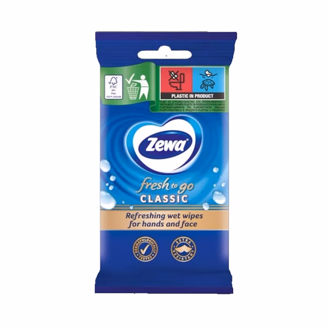 Nedves kéztörlő ZEWA Fresh To Go Classic 10 darabos